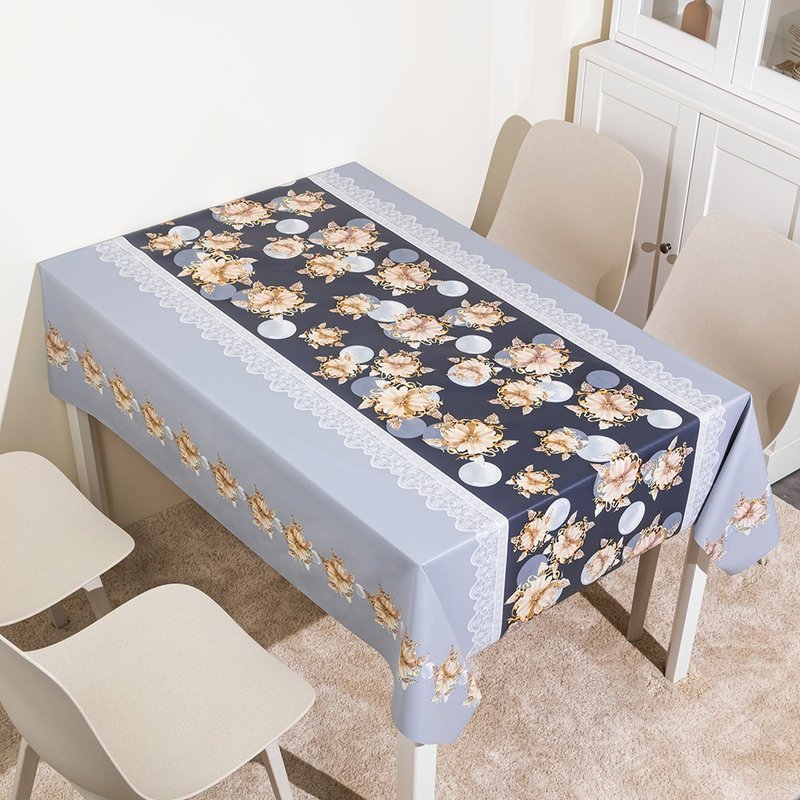 古典璀璨蕾丝皮革桌巾 防水防油 餐垫 露营桌巾 餐壁纸 茶几布 - 餐垫/桌巾 - 塑料 蓝色