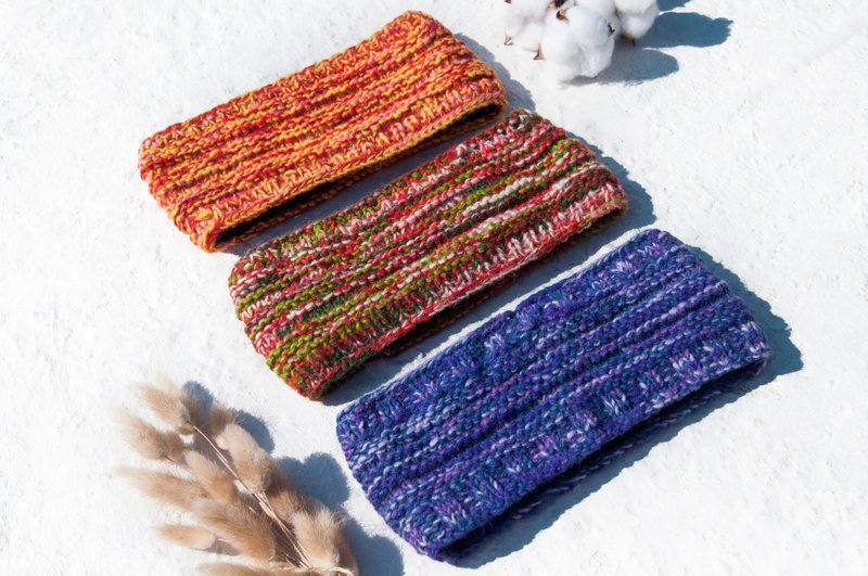 手工纯羊毛编织发带/编织缤纷发带/钩织发饰/手工麻花发带-马卡龙 - 发带/发箍 - 羊毛 多色