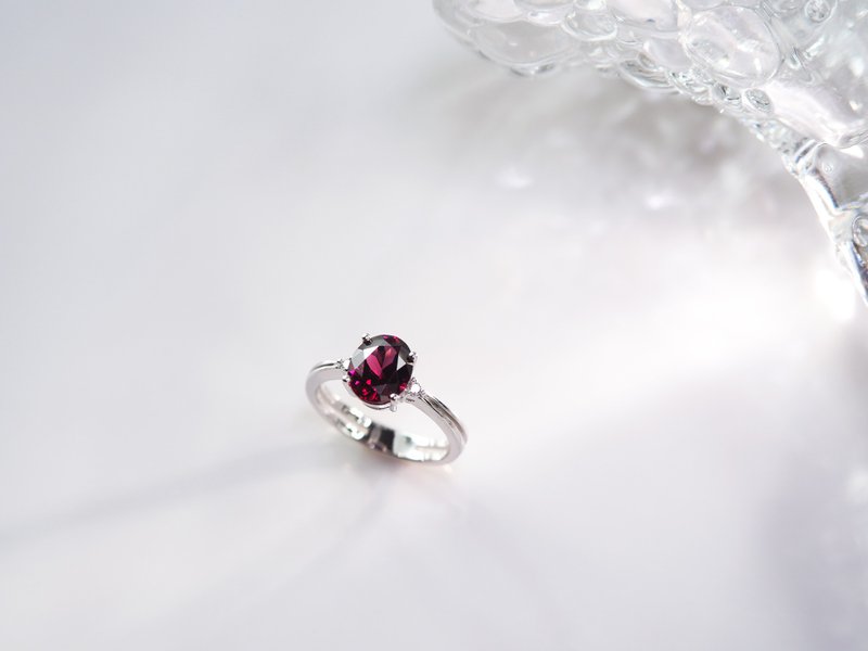 魅力之都 | 石榴石 / 钻石 / 铂金 / 白金 | 天然宝石戒指 - 戒指 - 宝石 红色