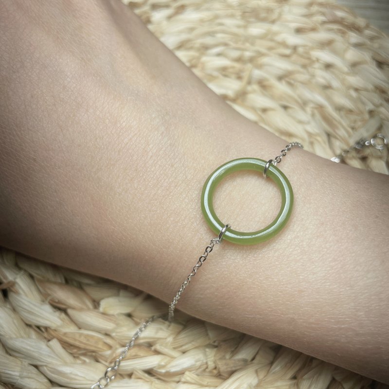 圈圈 天然碧玉 3mm 玉 A货  手链 母亲节 生日 礼物 - 手链/手环 - 玉石 绿色