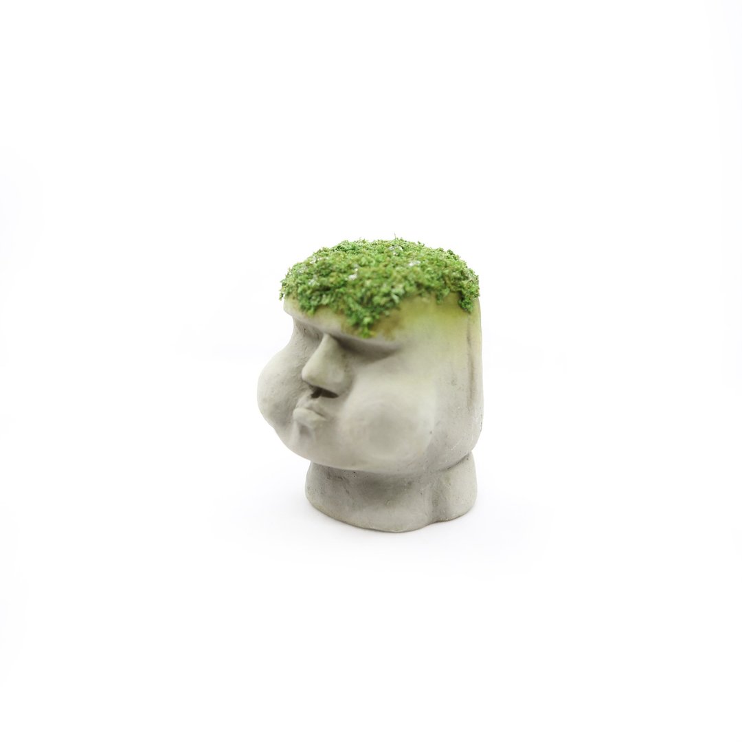 Mossy MOAI Aromastone - 闹脾气摩艾石像 等到都长青苔版 - 摆饰 - 水泥 灰色