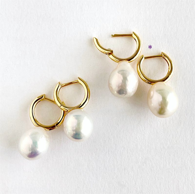 选择丰满的梨形极光色淡水珍珠耳针 - 耳环/耳夹 - 珍珠 白色