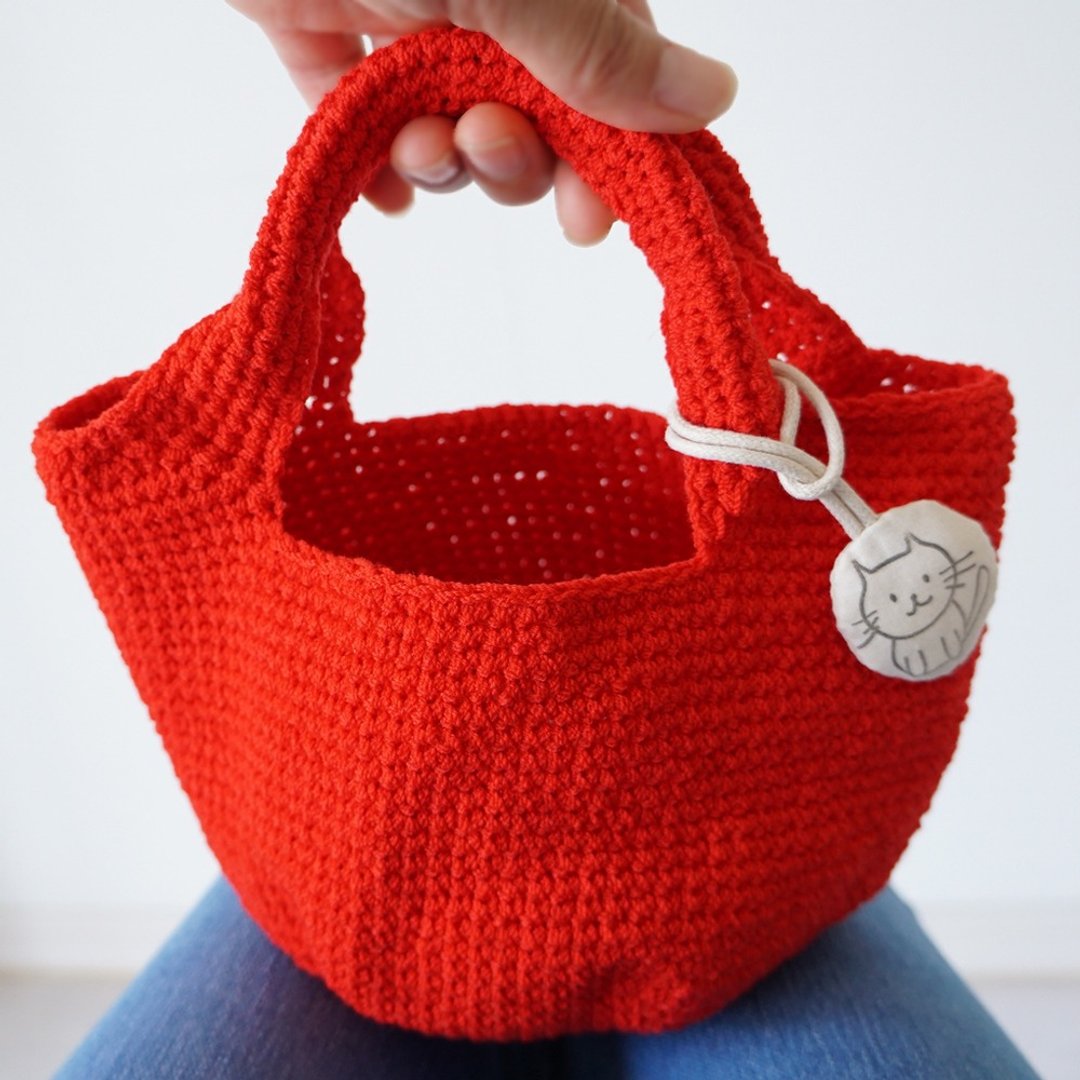Ba-ba handmade Crochet bag  No.CSB41 - 手提包/手提袋 - 其他材质 红色