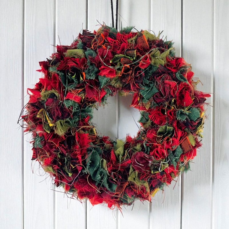 布艺花圈 || 和服改造 || 圣诞节 - 干燥花/捧花 - 丝．绢 红色