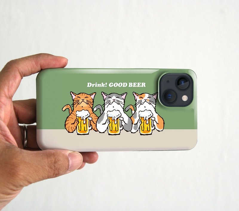 手机壳 猫咪干杯 苔绿色 - 手机壳/手机套 - 塑料 绿色