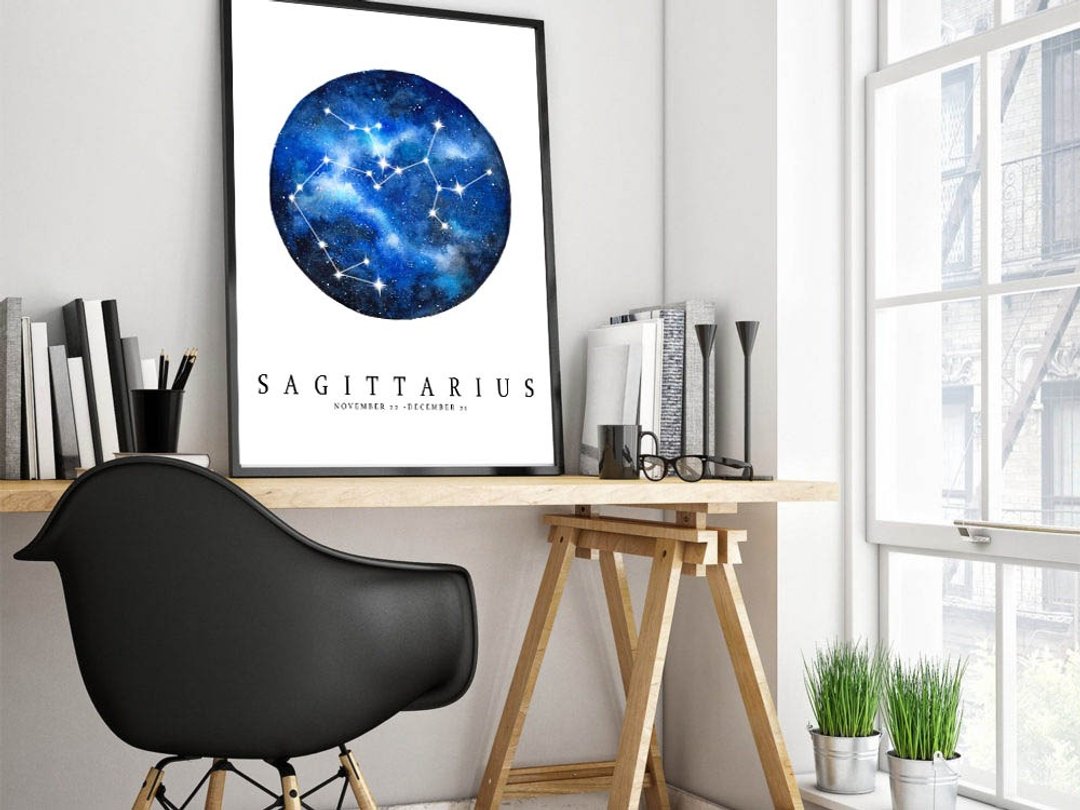 【射手座】十二星座复制画 | 水彩艺术画报 | 繁星夜空简约装饰画 - 海报/装饰画/版画 - 纸 