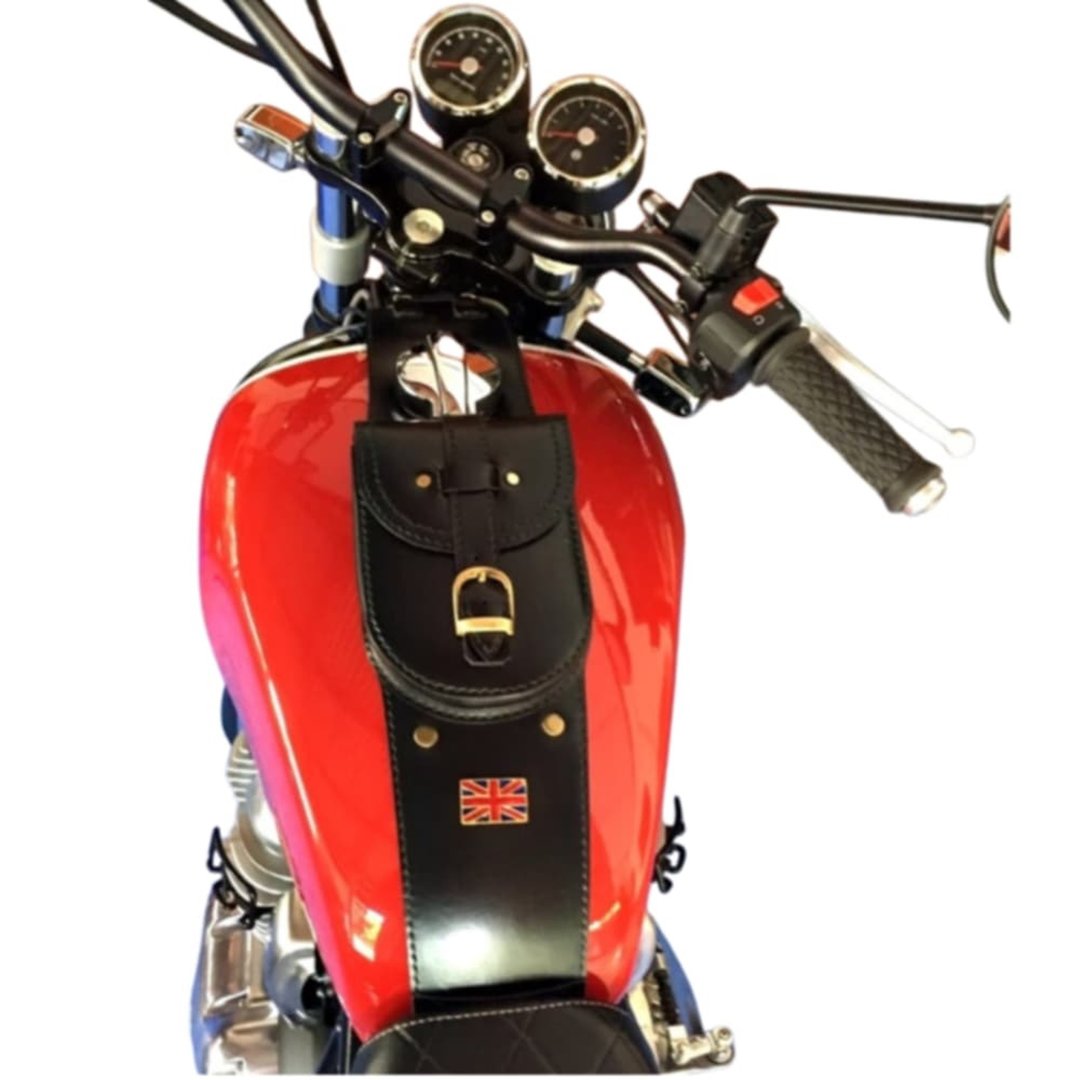 INTERCEPTOR Bag Strap Gas Fuel Tank panel with pouch,Real Leather High Quality - 皮件 - 真皮 黑色