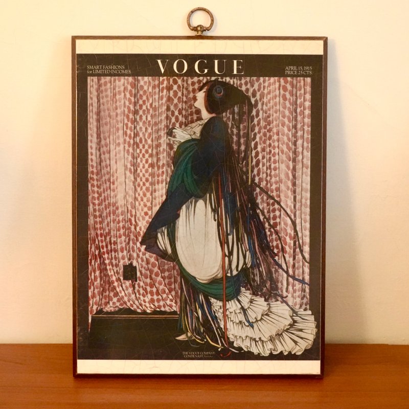 旧物 Vogue 杂志 1915 April 15 封面 木制摆件 欧洲 美国 复古 - 摆饰 - 木头 多色