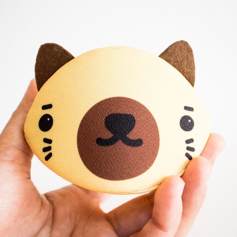 Siamese cat Accessory purse. Japanese style bag. - 化妆包/杂物包 - 棉．麻 黄色