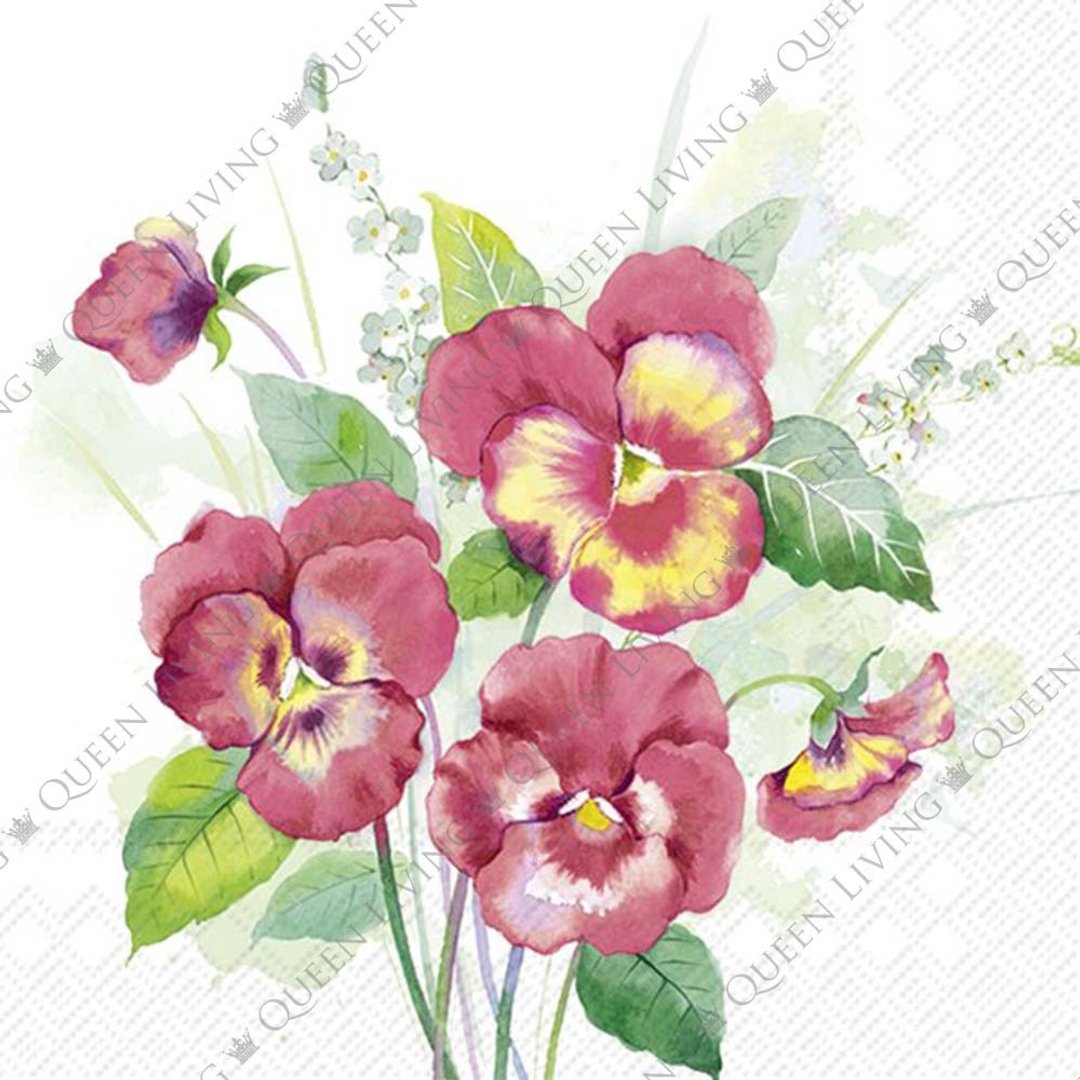 德国 IHR-33*33cm餐巾纸-三色紫罗兰花束 - 餐垫/桌巾 - 纸 多色