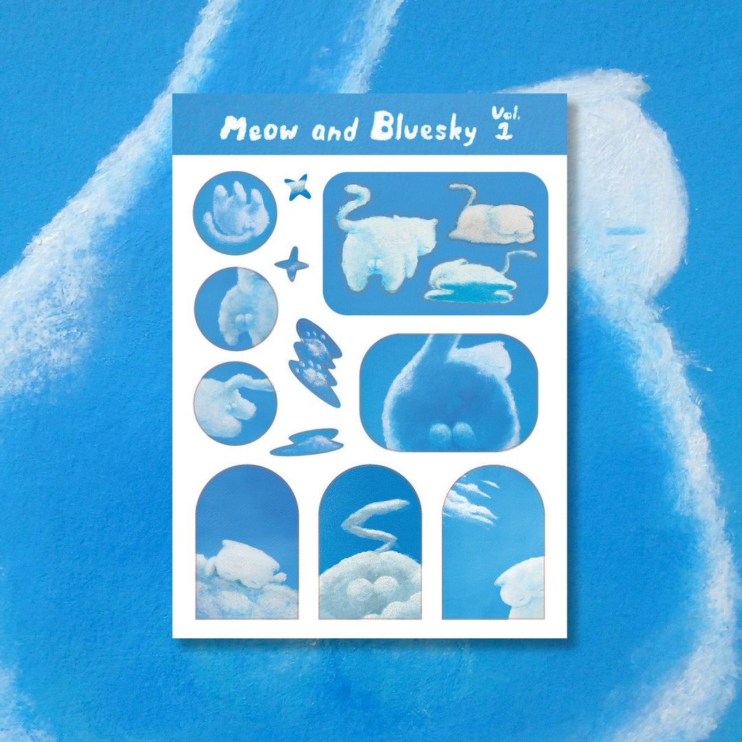 (Meow and Bluesky) Sticker Sheet A6 vol.1 - 贴纸 - 防水材质 