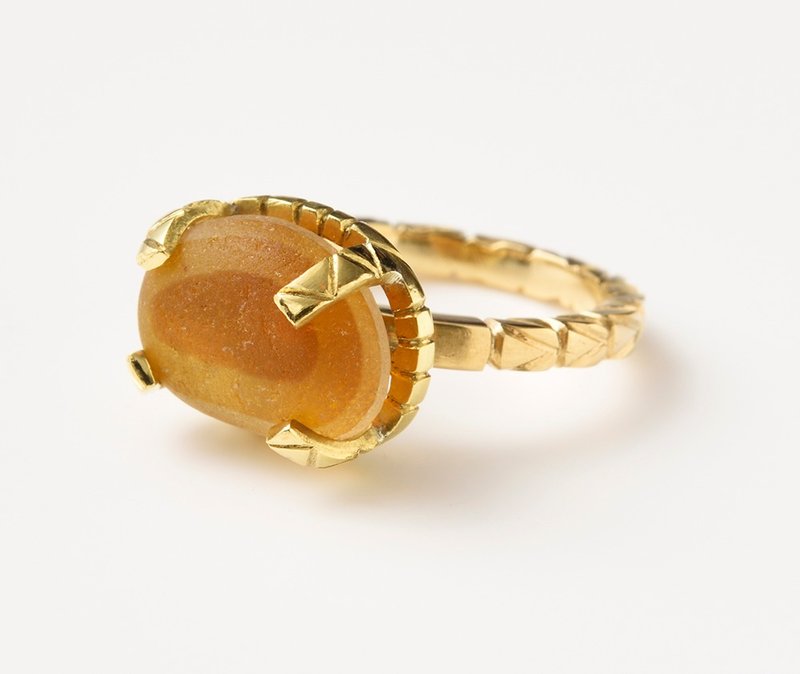 CR44 (sea glass) - 戒指 - 其他金属 橘色