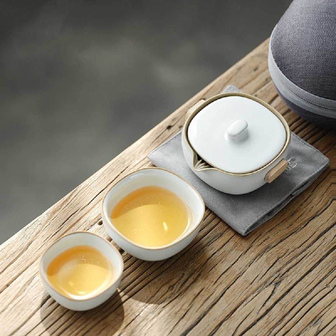 闻说|日式悦白方圆粗陶快客杯 - 茶具/茶杯 - 陶 白色