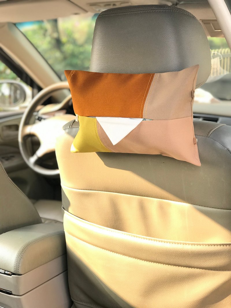 二用车用面纸套 / 色块拼接帆布面纸套 - 纸巾盒 - 棉．麻 多色