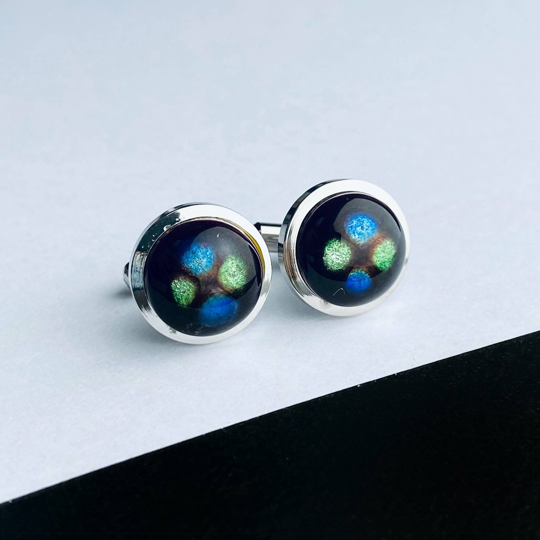 Frit [Brown Brown] Cloisonne Cufflinks Cufflinks Sterling Silver Cloisonne Cloisonne - 袖扣 - 其他材质 咖啡色