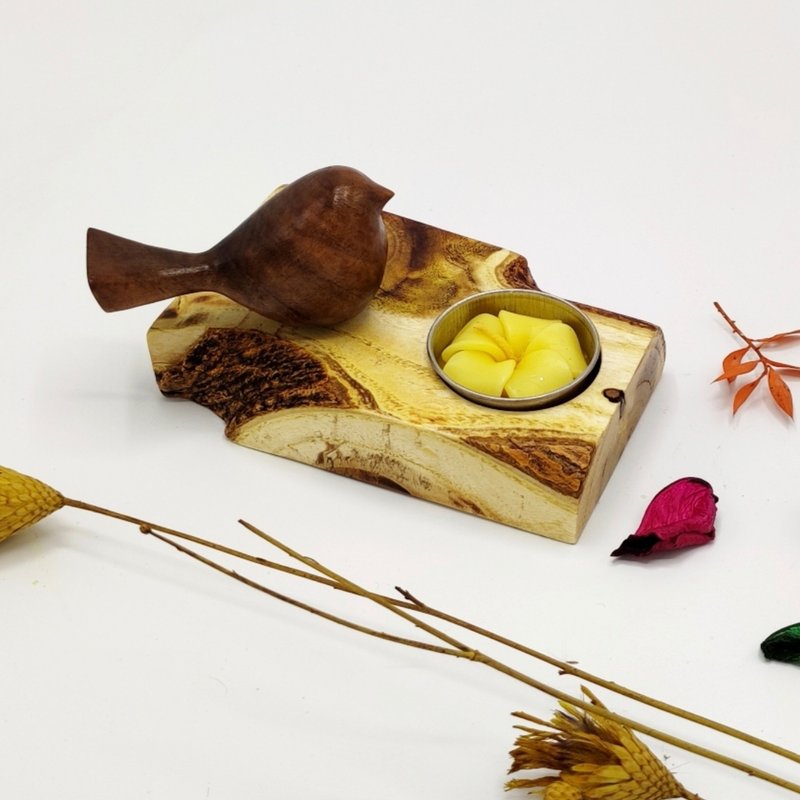 附木鸟的木质烛台 - 蜡烛/烛台 - 木头 