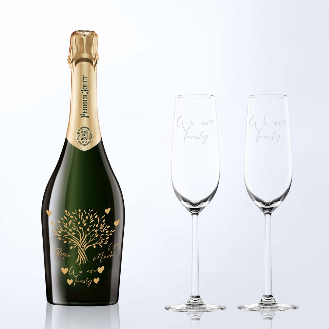 定制化送礼礼物 PJ 巴黎之花 Grand Brut 香槟香槟杯套装雕刻礼物 - 酒类 - 玻璃 