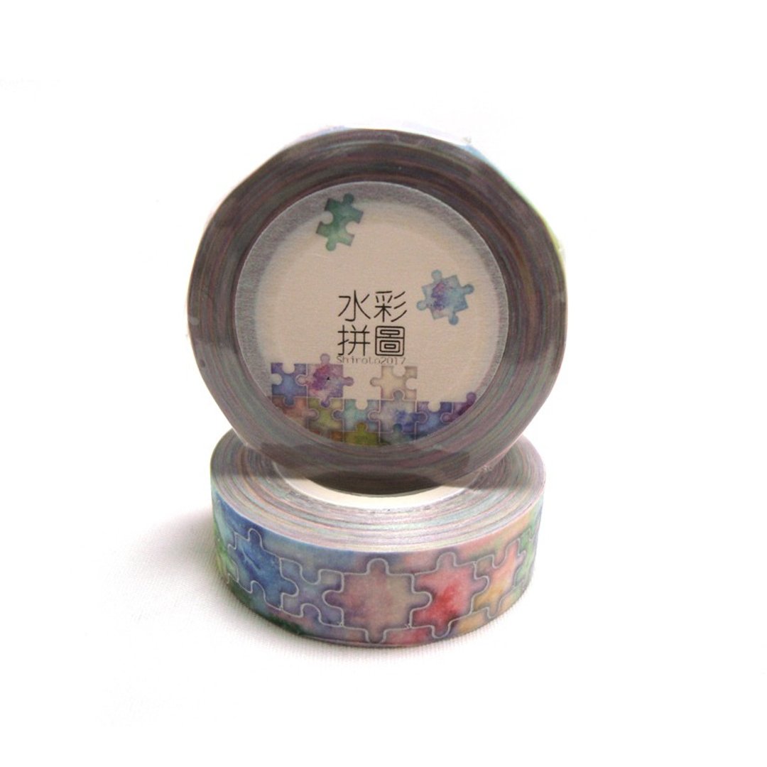 型拔完全切型-水彩拼图-纸胶带 - 纸胶带 - 纸 多色