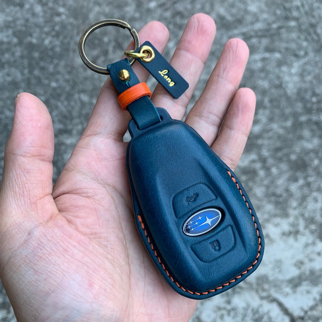 Subaru Buttero 钥匙皮套 WRX XV Lagacy Outback Forester BRZ - 钥匙链/钥匙包 - 真皮 蓝色