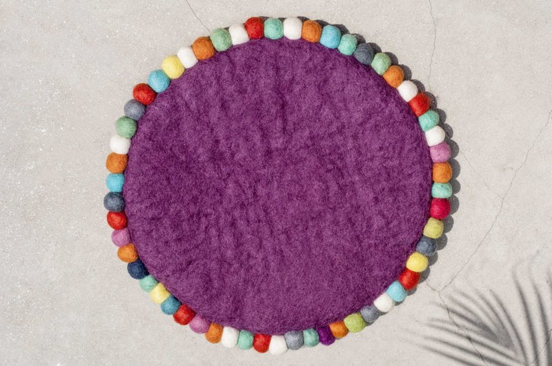 七夕礼物羊毛毡坐垫 羊毛毡地毯 羊毛毡圆球地垫 羊毛毡椅垫-彩虹 - 地垫/地毯 - 羊毛 多色