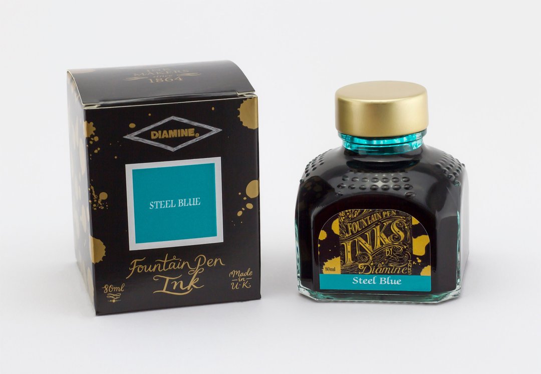 Diamine 钢蓝色钢笔墨水 - 墨水 - 玻璃 蓝色