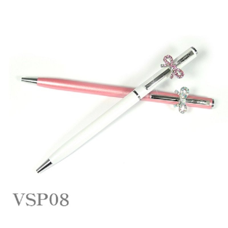 韩国【VERTINI】 细款水晶原子笔 / 蝴蝶结 - 圆珠笔/中性笔 - 宝石 多色