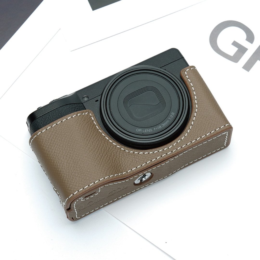 适用机型 Ricoh GR IV (GR4) 手掌纹皮革相机底座皮套 - 相机包/相机袋 - 真皮 多色