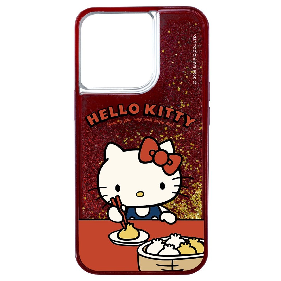 红丝绒流沙 HelloKitty 要开动了 iPhone 15 14 13 Pro Max - 手机壳/手机套 - 环保材料 黑色
