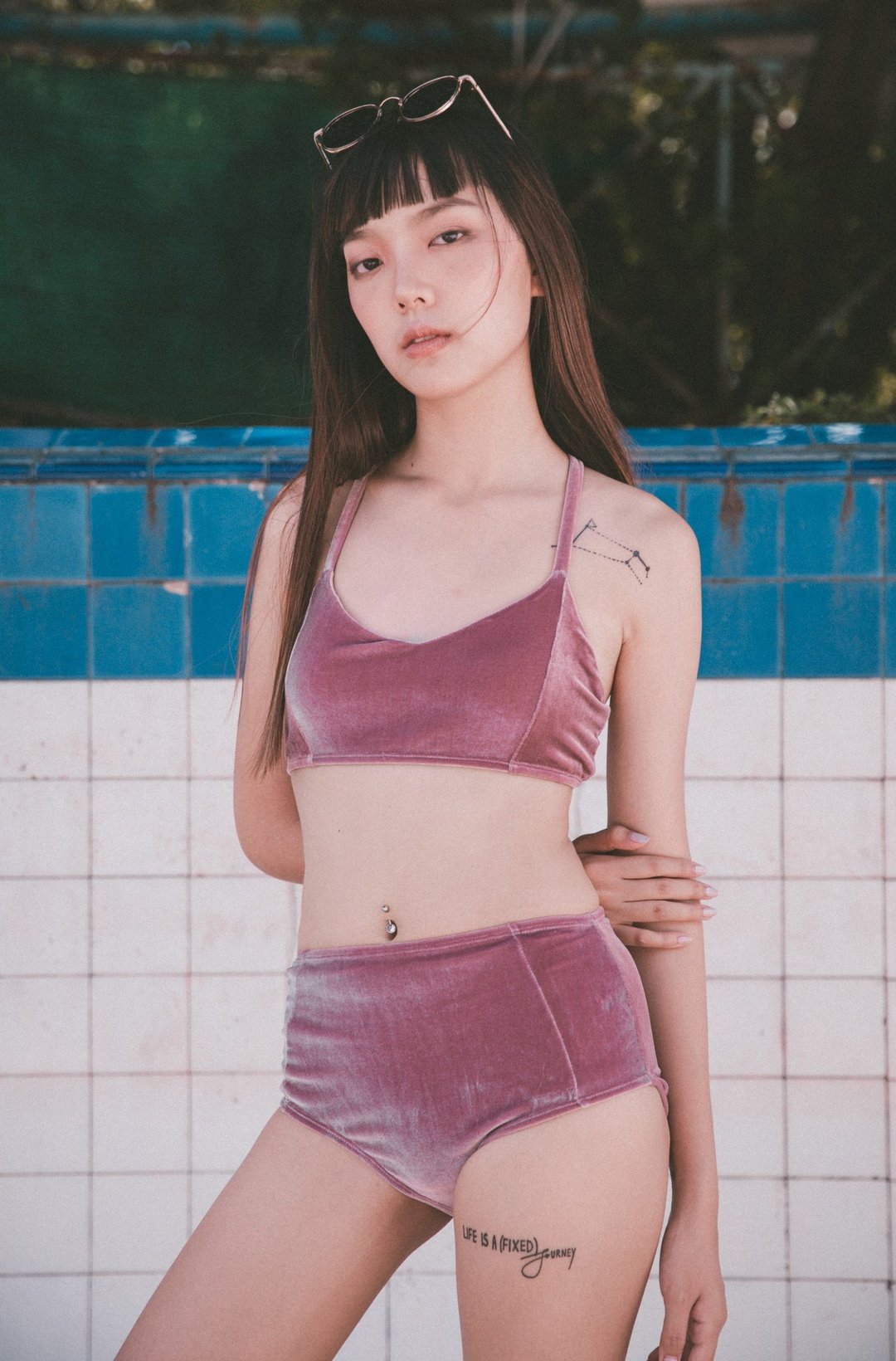 【雙11折扣】游泳衣 Velvet dusty rose - bikini set - 女装泳衣/比基尼 - 聚酯纤维 粉红色