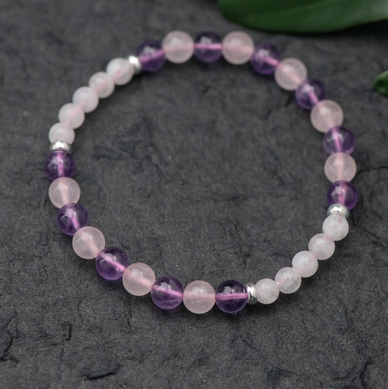 多宝系列 6mm粉晶紫水晶白月光石手串 - 手链/手环 - 水晶 多色