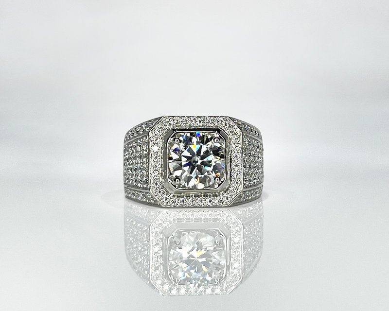 莫桑钻 |  领航钻石男戒  | 台中门市 |  可升级K金白金真钻 - 戒指 - 纯银 