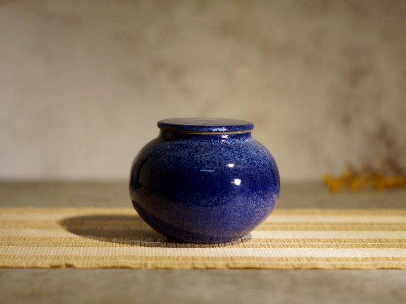 宝石蓝茶仓,茶叶罐-容量约260ml - 茶具/茶杯 - 陶 蓝色