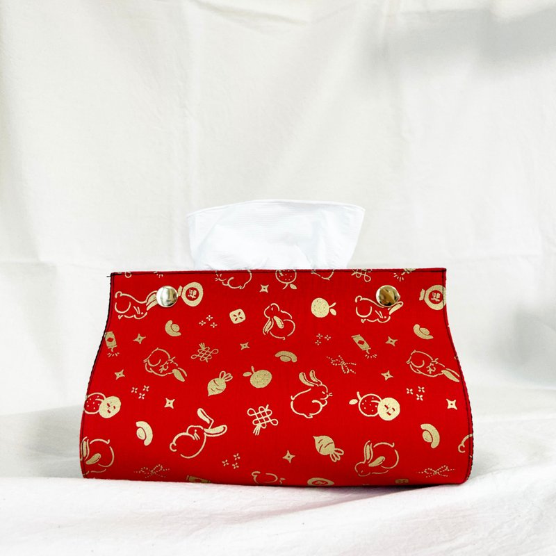 玉兔迎春 /  烫金 兔年 过年 / 卫生纸套 面纸盒 - 纸巾盒 - 棉．麻 