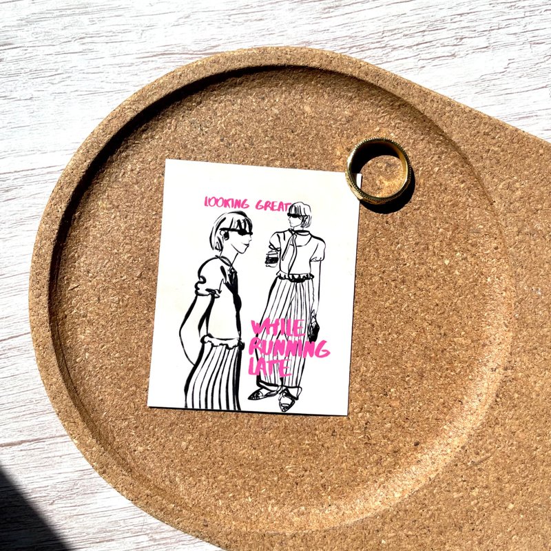 手绘纸磁铁贴-Running Late 冰箱贴 迷你海报 - 冰箱贴/磁贴 - 其他材质 粉红色