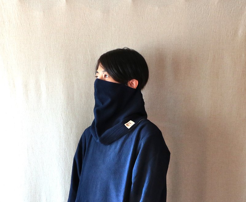 snood mask / indigo / yellow gradation - 围巾/披肩 - 棉．麻 蓝色