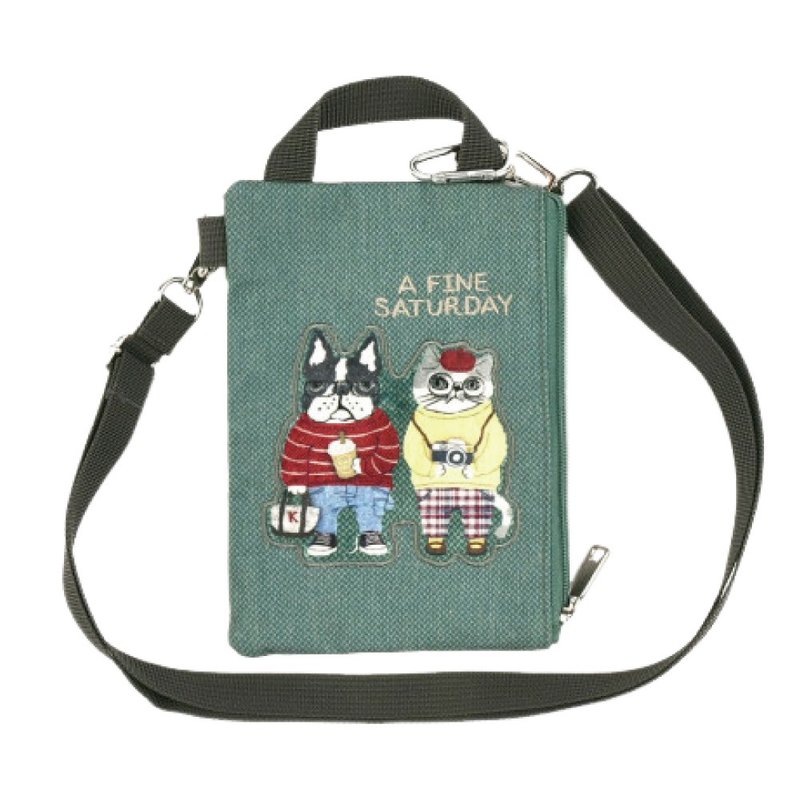 Kusuguru Japan 手机包 可触控手机斜背包 手拿包证件袋 -绿色 - 侧背包/斜挎包 - 聚酯纤维 绿色