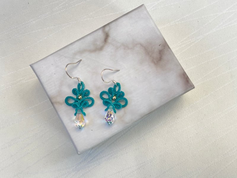 220825 Macrame 南美蜡线 Swarovski  耳环 - 项链 - 铜/黄铜 蓝色