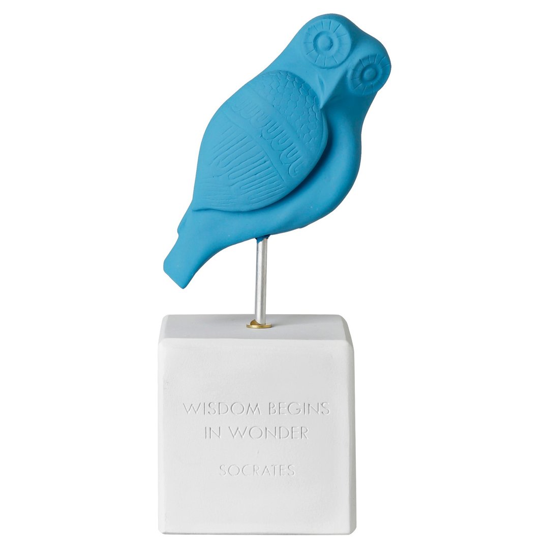 古希腊 猫头鹰摆饰 Wisdom Owl (浅蓝) - 手工陶制雕像 - 摆饰 - 陶 蓝色