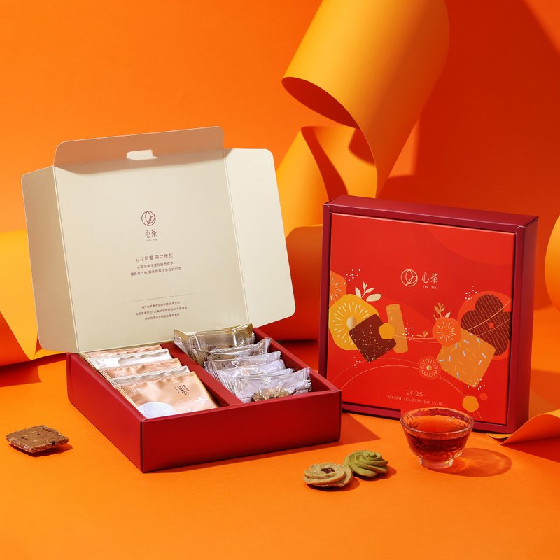 茶点礼盒 | 茶饼x茶包11入 铁观音蛋卷&金萱曲奇&红玉茶饼 - 手工饼干 - 新鲜食材 多色