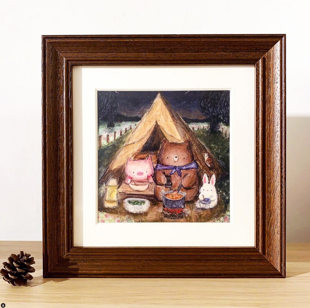 【印刷画/原画】Little Bear & Pig - Camping 露营 - 海报/装饰画/版画 - 其他材质 