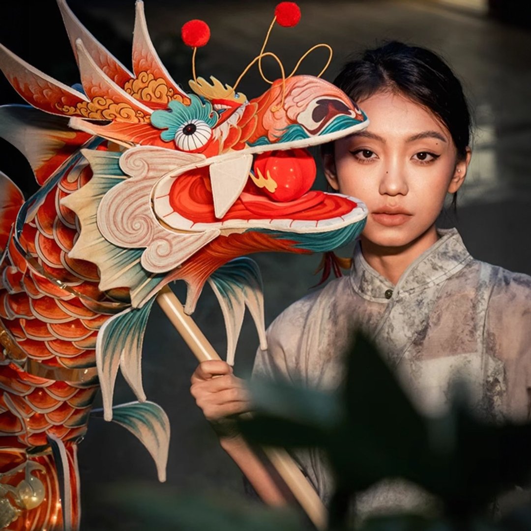 龍年新年禮物 龍魚燈籠 手工竹編生肖花燈 傳統吉祥物 春節舞龍 - 摆饰 - 棉 