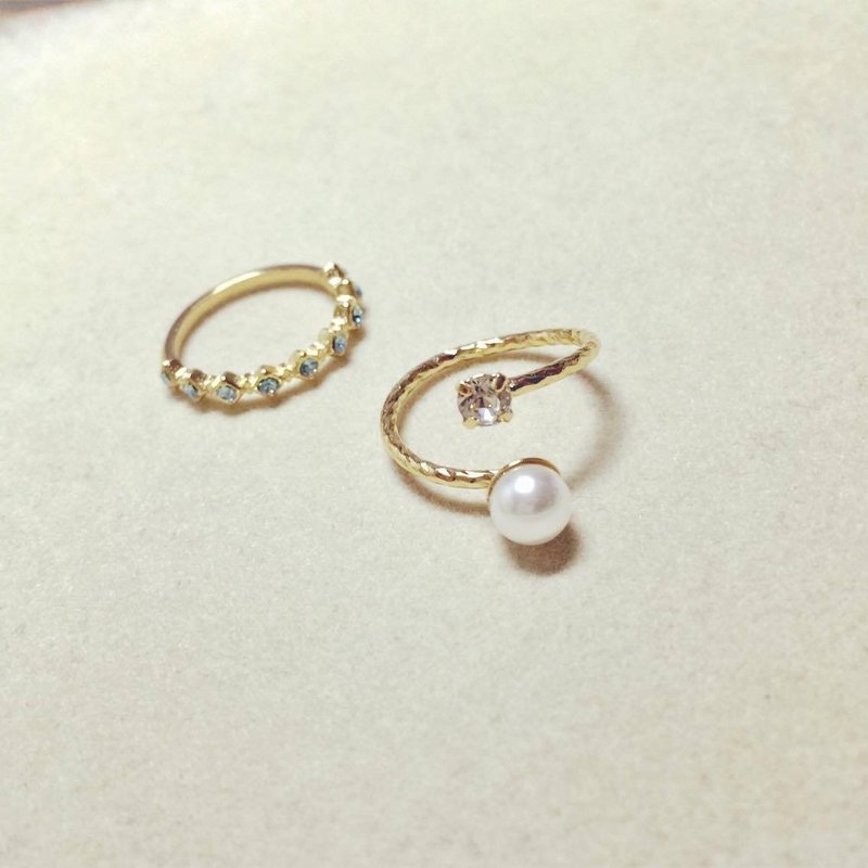 珍珠钻戒指(图片右边款) - 戒指 - 其他金属 白色