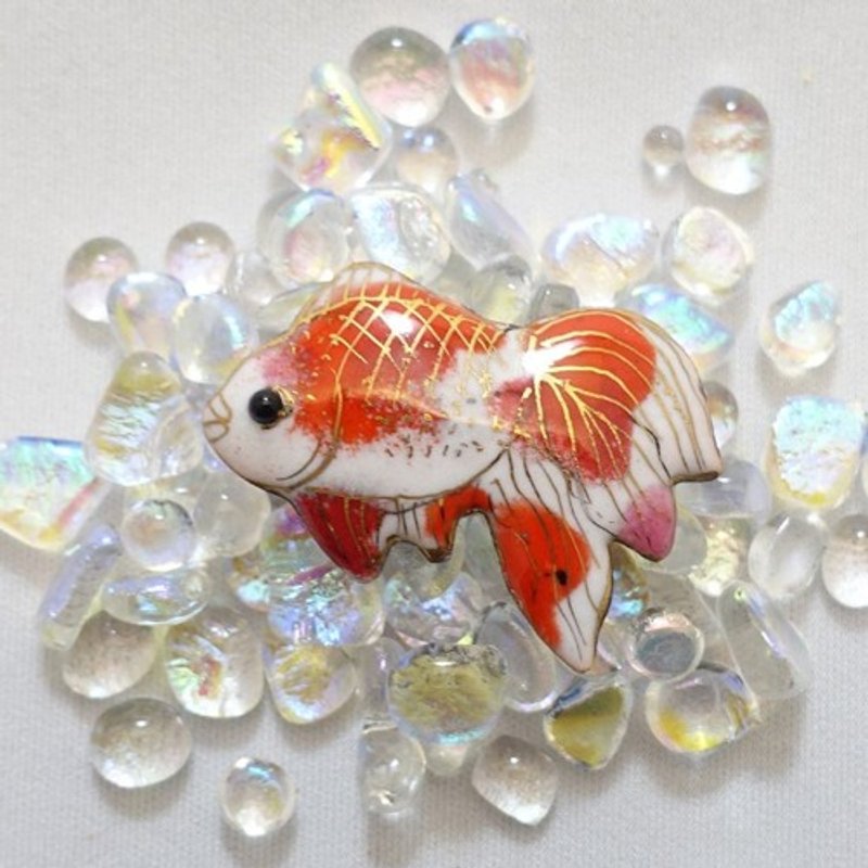 金鱼七宝烧领针式胸针 - 徽章/别针 - 其他金属 红色