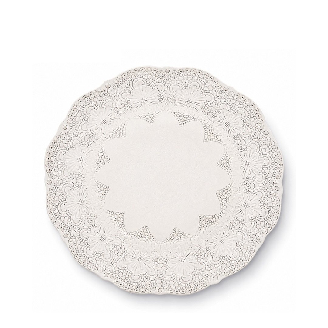 意大利 VBC casa 手工浮雕蕾丝系列 25cm 汤盘 米白色 - 盘子/餐盘/盘架 - 陶 白色
