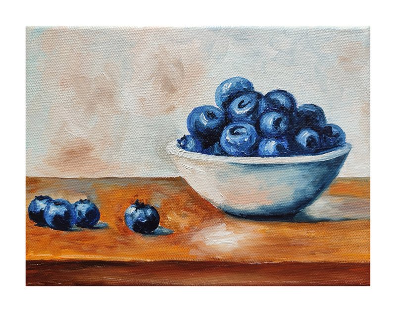 浆果家居装饰画 蓝莓、蓝莓水果绘画、原创艺术、手绘绘画 - 海报/装饰画/版画 - 其他材质 紫色