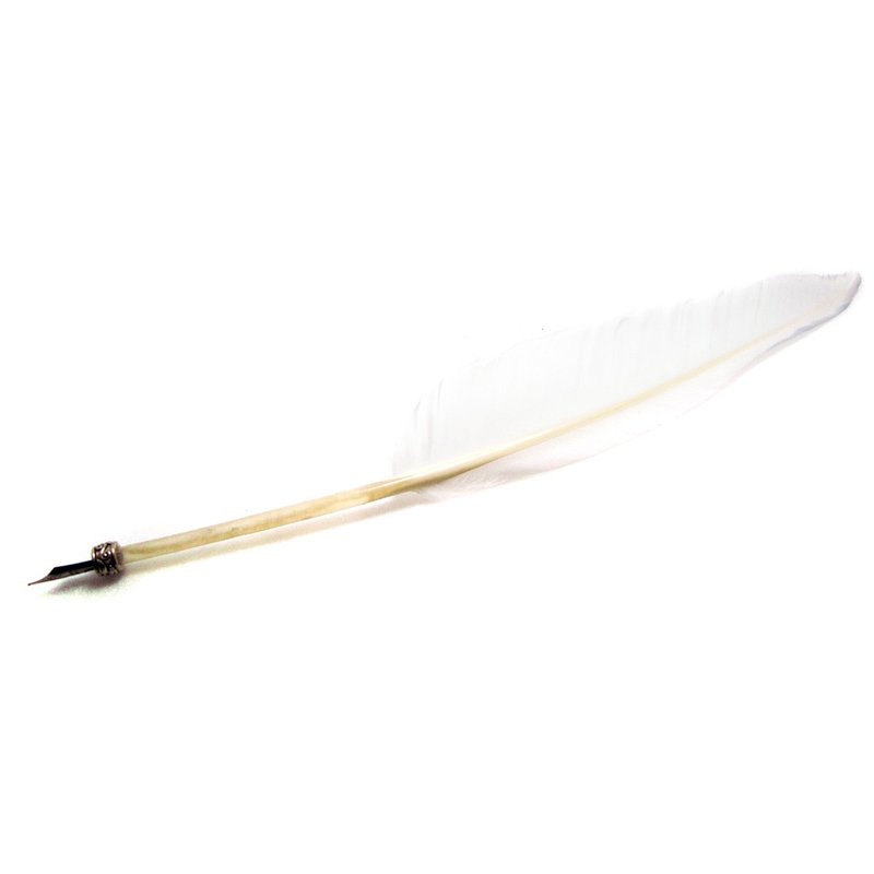 手工羽毛笔-沾水笔-钢笔尖-白 - 钢笔 - 其他材质 白色