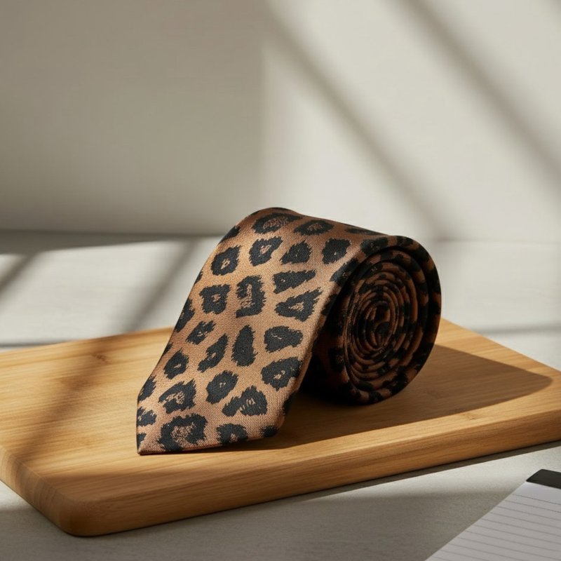 豹纹领带 - 领带/领带夹 - 其他人造纤维 咖啡色