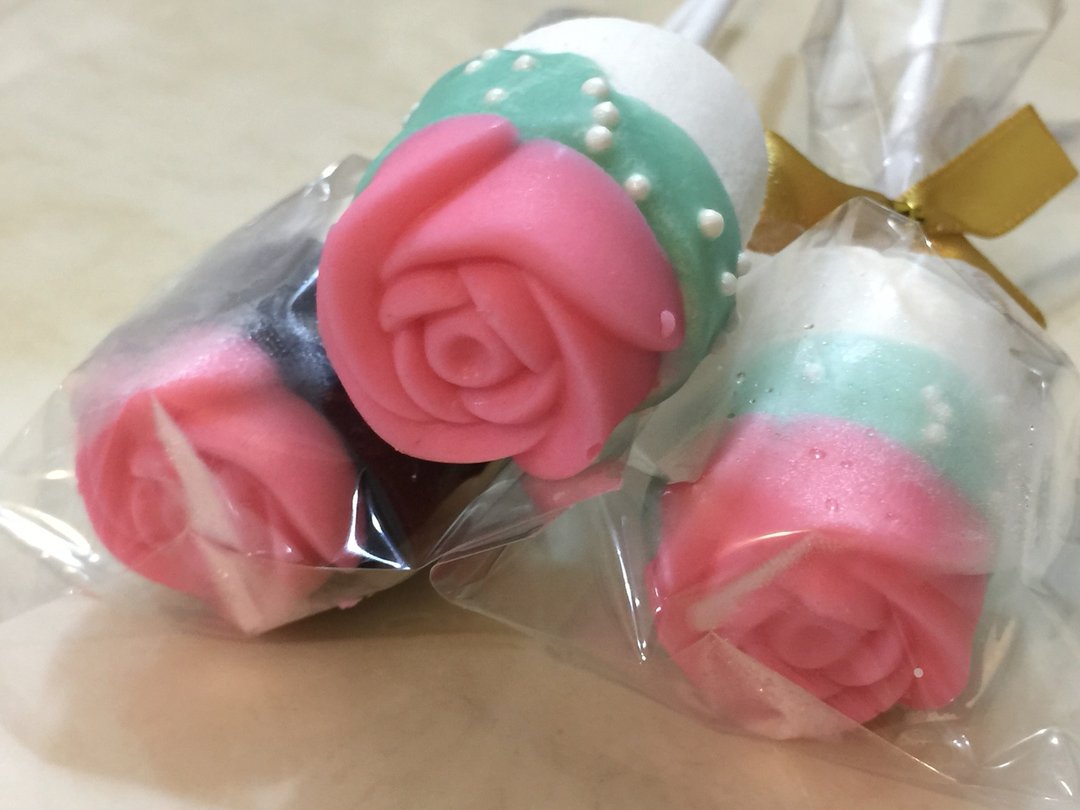 婚礼小物 玫瑰棉花糖棒棒糖 20入 - 零食/点心 - 新鲜食材 粉红色