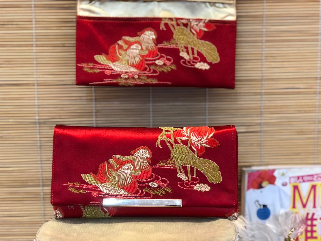 织锦缎质感提花卡片式三折长夹(可以客制) - 皮夹/钱包 - 丝．绢 多色