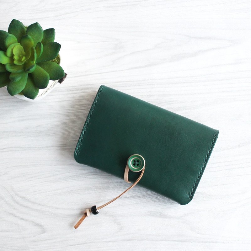  墨绿手缝真皮名片包 卡包 卡片包 纽扣信用卡包 定制化 - 名片夹/名片盒 - 真皮 绿色